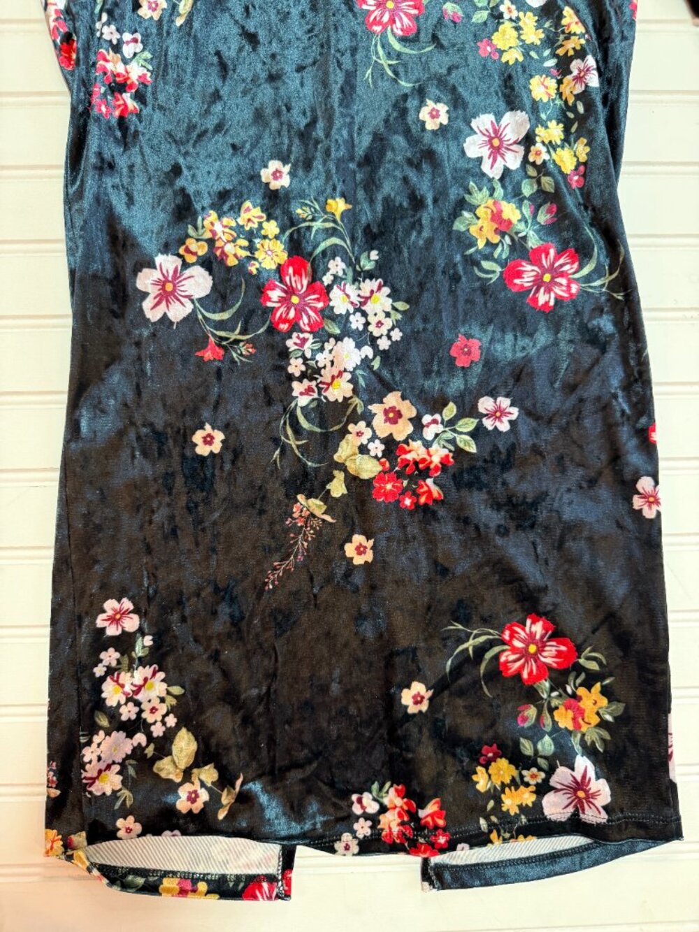 ASOS Velvet Floral Midi Dress Open Back Long Sleeve Bodycon Cocktail Party US 6 - Picture 6 of 10